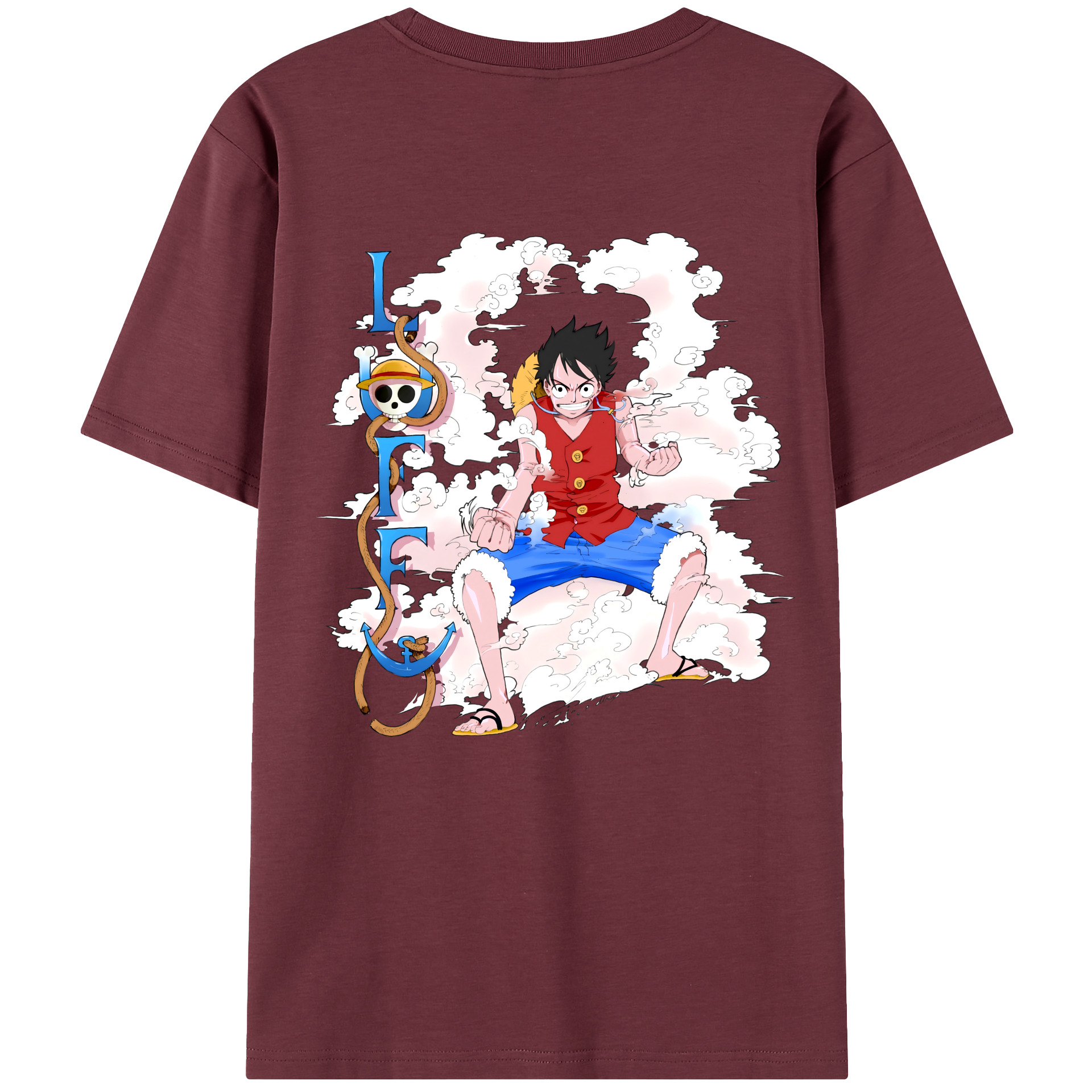 ワンピース モンキー・D・ルフィ ONE PIECE Monkey D. Luffy 綿100％半袖Tシャツ（背面プリント）